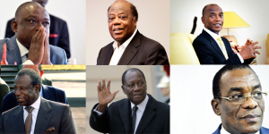  (De g. à d.) KKB, Charles Konan Banny, Mamadou Koulibaly, Amara Essy, Alassane Ouattara, Pascal Affi N'Guessan. © Montage J.A. 